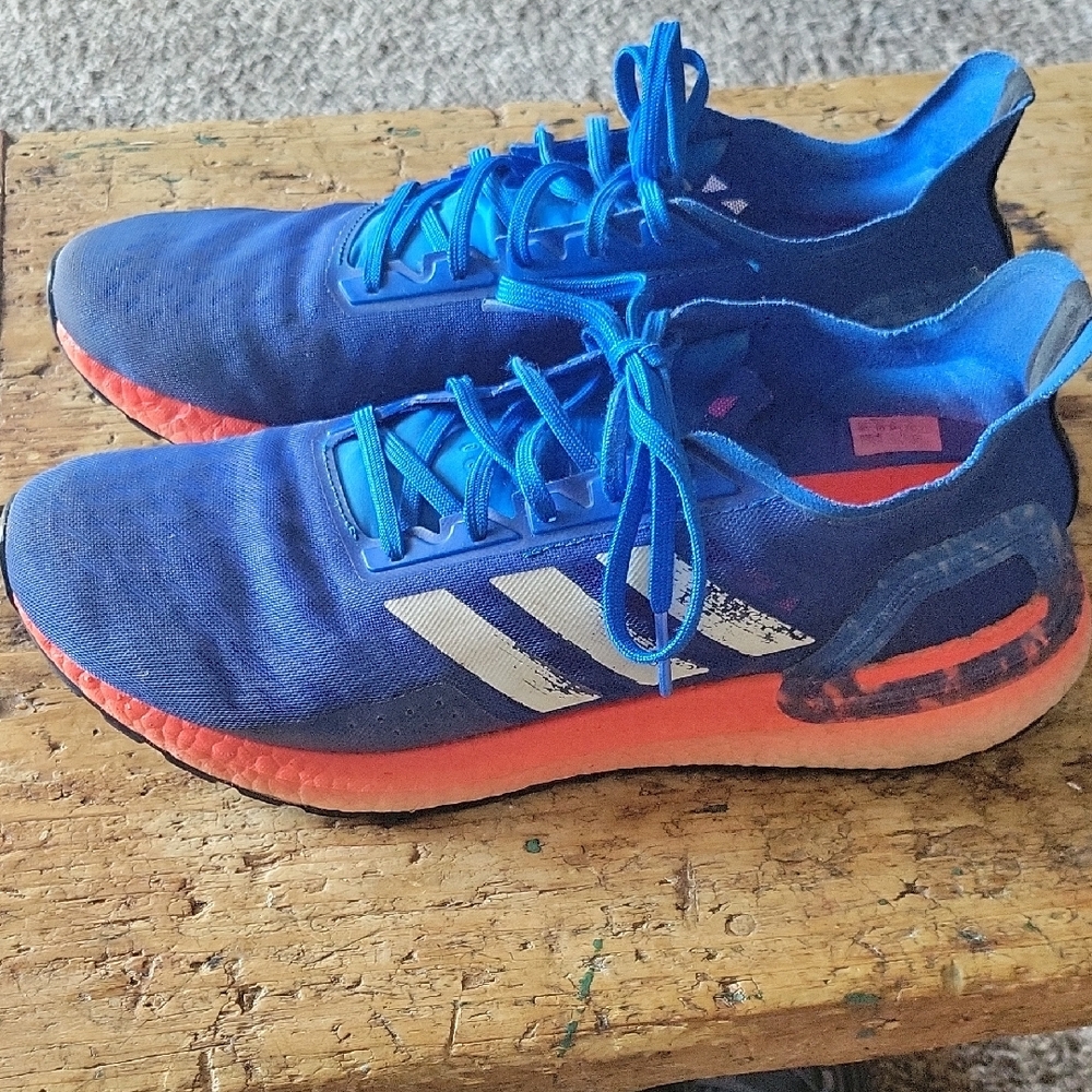 Adidas Vibrant Blue and Coral Sneakers